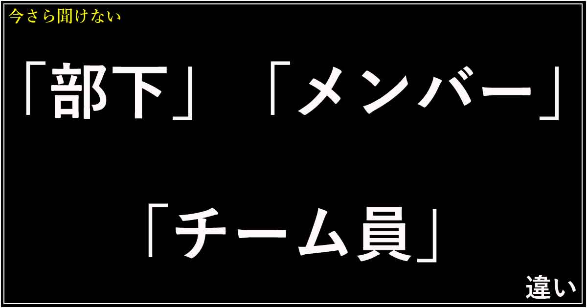 「部下」「メンバー」「チーム員」の違い