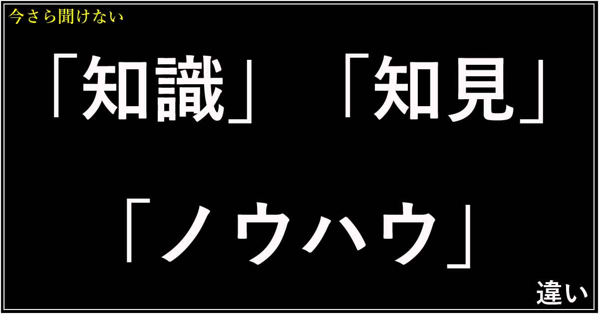 「知識」「知見」「ノウハウ」の違い