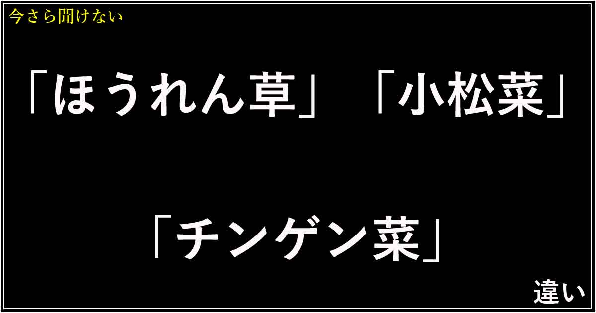 「ほうれん草」「小松菜」「チンゲン菜」の違い